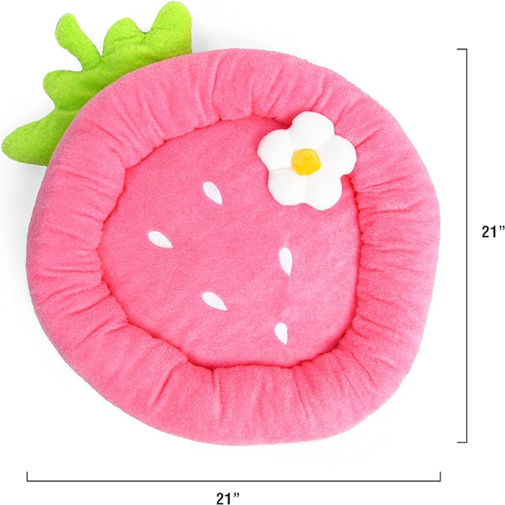 Adorable Soft Plush Small Cute and Cozy Dog Cat Bed Strawberry Shape Pet Sofa Bed for Indoor Cats