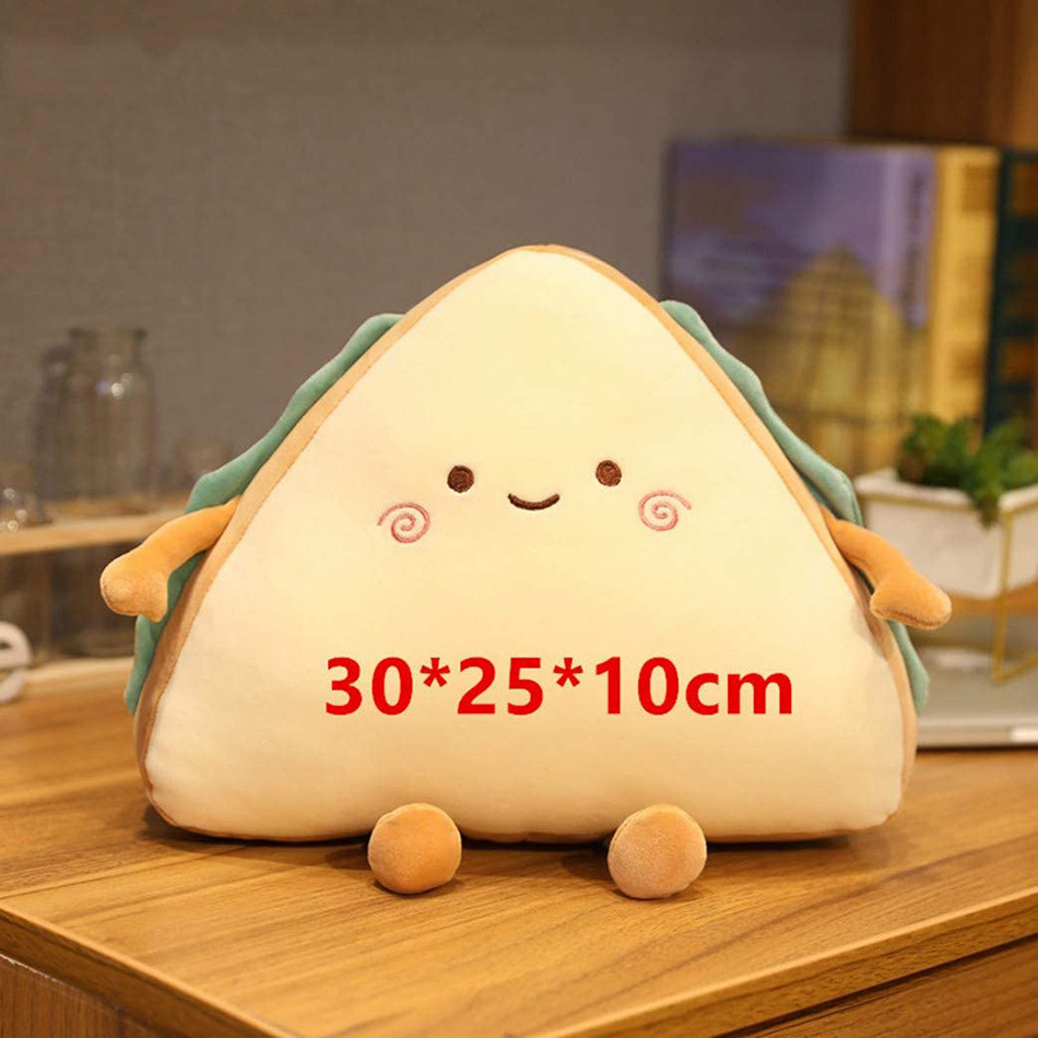 2613 12 Inch With Cute Face Sandwich Shape Bread Food Stuffed Plush Doll Home Pillow Cushion Sandwich Plush Toy