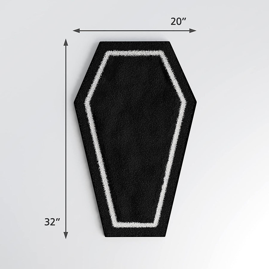 6588 Gothic Style Bathroom Coffin Bath Mat Halloween Rugs for Home Decor Spooky Gifts Black Bath Mat