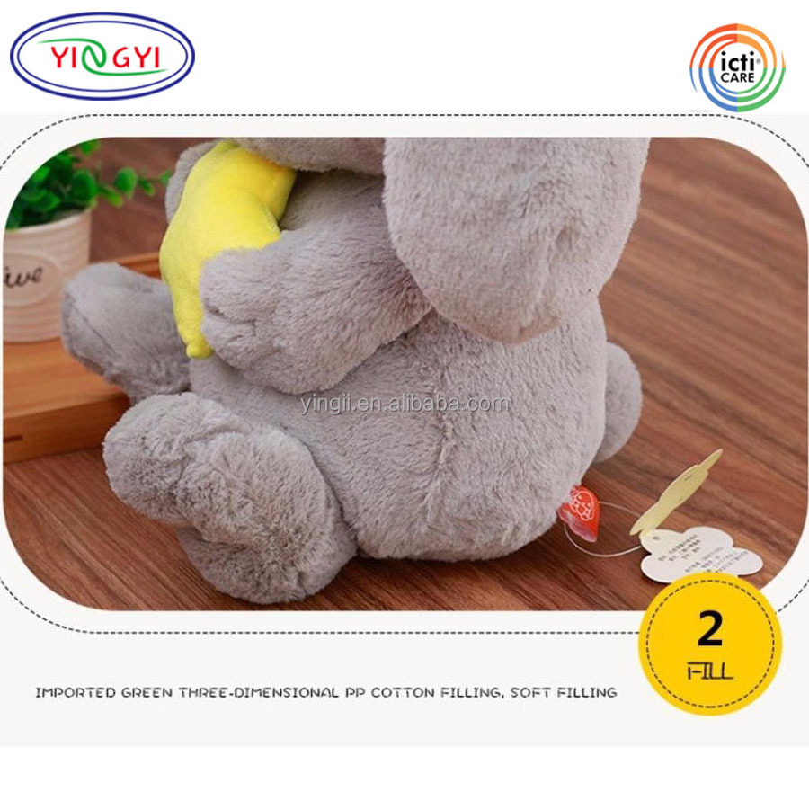 D079 Grey Big Head Rabbit Plush Stuffed Animal Star Accessories Tiny Bunny Toy Kawaii Plush