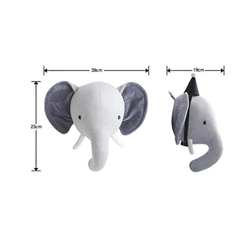 1399 Elephant Nursery Decor Child's Bedroom Stuffed Animal Head Wall Decor Room Creative Decorative Head Animal Wall