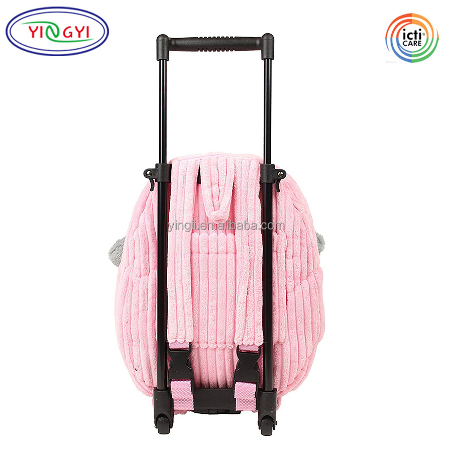 F467 Cute Soft Plush Detachable Kitten Ballet Trolley Luggage Corduroy Cat Animal Print Luggage