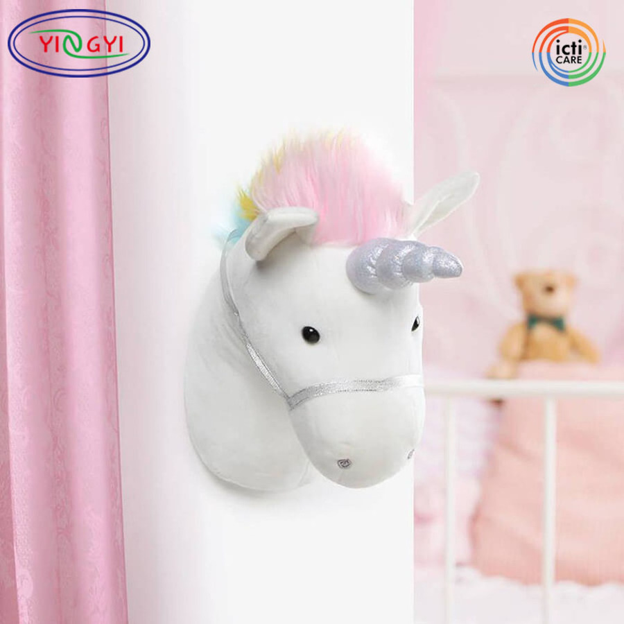 G779 Surface Washable Child Room Unicorn Head Plush Wall Decoration Cartoon Animal Child Room Decoration