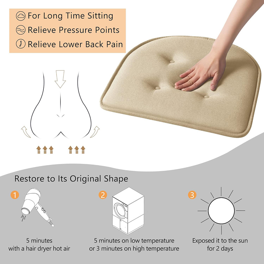 A191 Wholesale Bulk Dining Chairs Non Slip Cushion Pads Memory Foam Sponge Kitchen Seat Cushion for Desk Chair