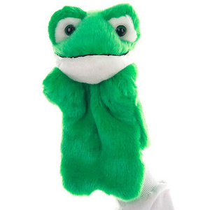 C754 Interactive Play Children Frog Plush Hand Puppet Toys for Telling Story Stuffed Animal Shaped Green Frog Puppet