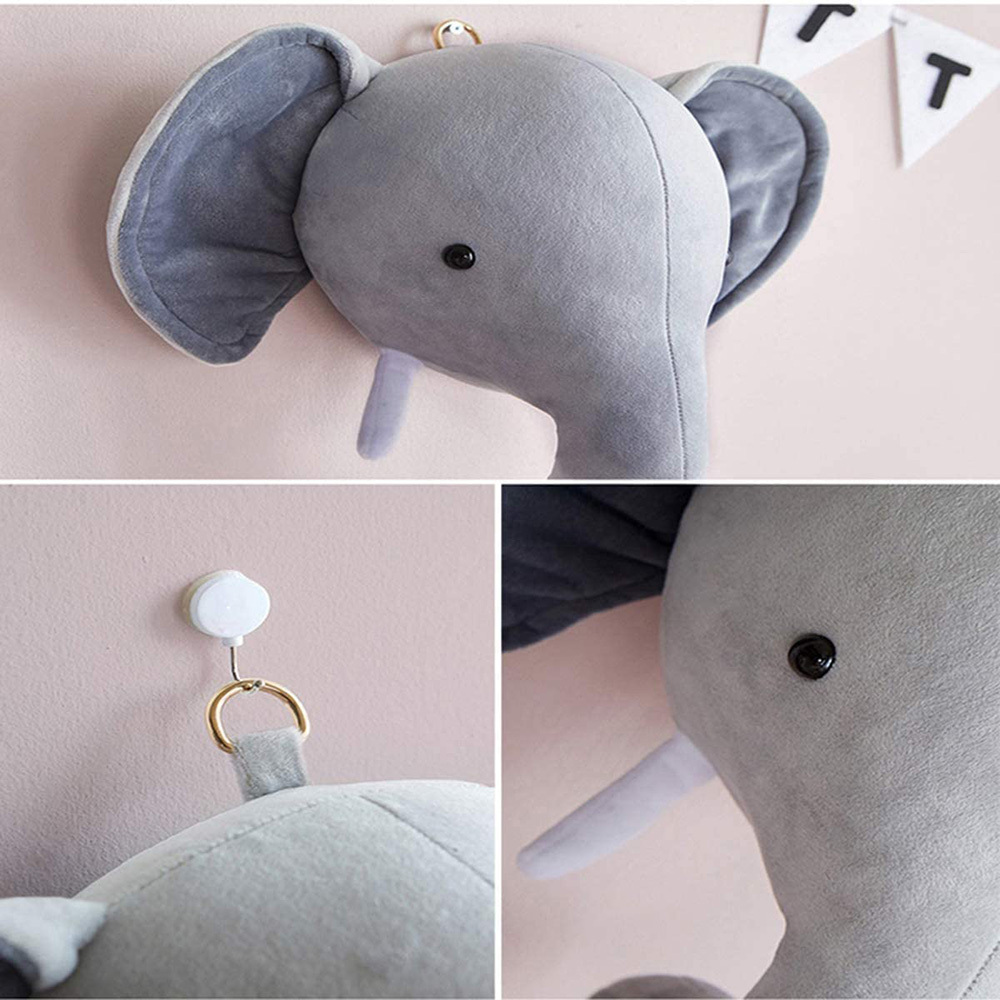 1399 Elephant Nursery Decor Child's Bedroom Stuffed Animal Head Wall Decor Room Creative Decorative Head Animal Wall