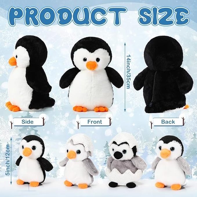 Penguin Baby Stuffed animal set 1 penguin mother with 4 cute penguin baby child birthday gift throw pillows