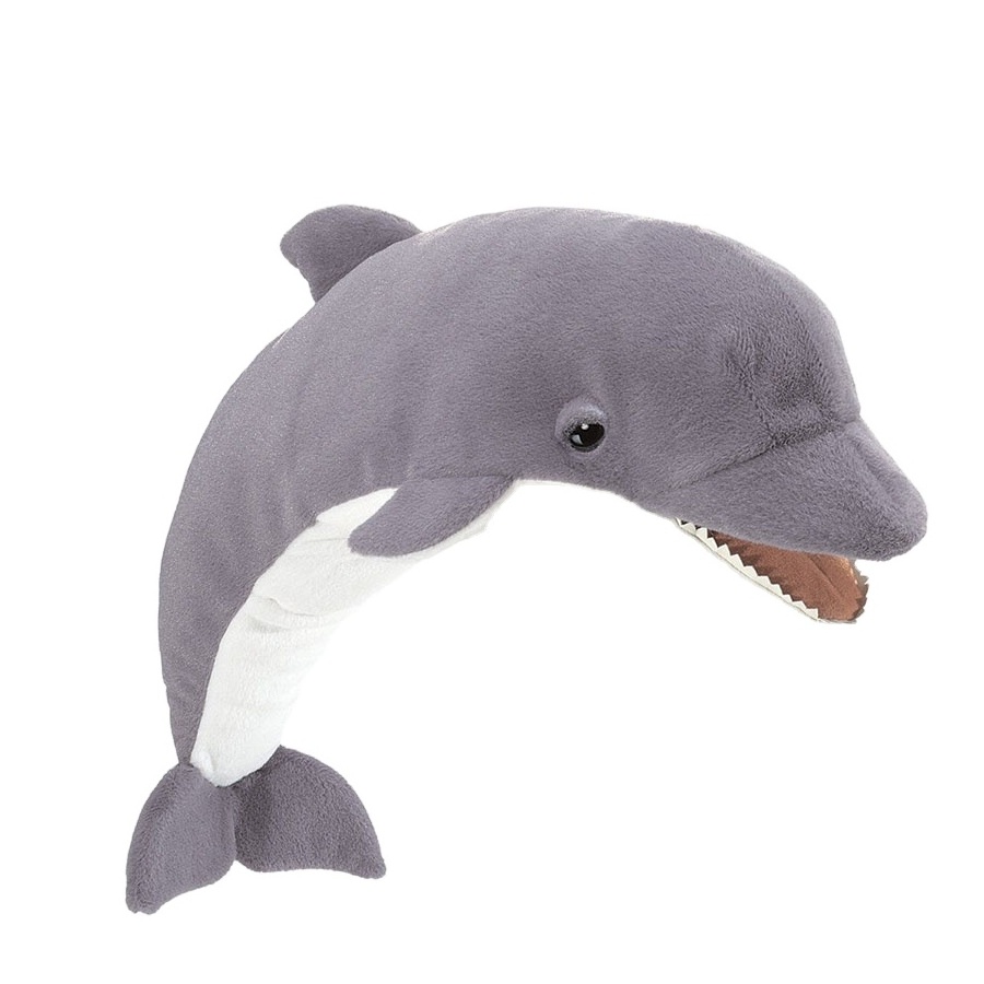 G185 Customized Big Mouth Plush Dolphin Anime Hand Puppet Pretend Play Dolphin Hand Puppet