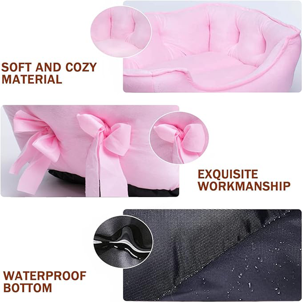 Machine Washable Soft Breathable Bowknot Pet Cat Cushion Cute Princess Dog Bed for Small Dogs