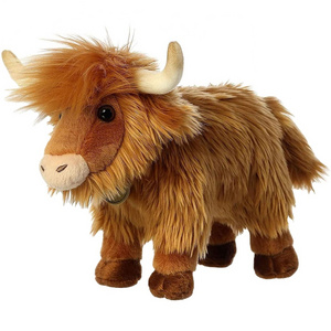 1082 Brown Long Fur Special Yak Highland Cattle Plush Toy Fluffy Soft Yak Stuffed Animals