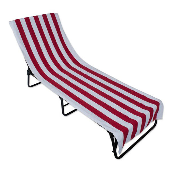 3328 26*82 Inch Red White / Green White Stripe Beach Lounge Chair Towel With Top Fitted Pocket Cozy Beach Towel