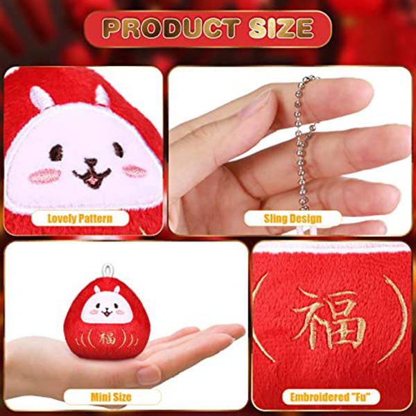 3443 New Year Red Lucky Bunny Plush Animal Toy 2023 Mascot Chinese Spring Festival Cute Decor Stuffed Mini Rabbit Plush Doll