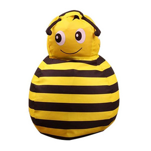 Z314 Premium Cotton Canvas Extra Large Storage Bean Bag Sofas Chair Kids Stuff Plush Toys Cute Bee Pattern Bean Bag Storage