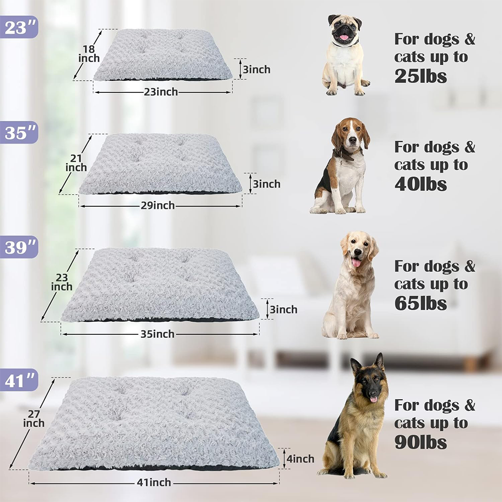 Large Washable Fluffy Anti-Slip Crate Pad Luxury Cats Dogs Bed Sleeping Anti Anxiety 32 Inch Gray Soft Plush Pet Dogs Bed Pillow