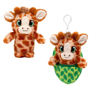 Giraffe 2 in 1 Swaddles Transform Key Clip Stuffed Animal Mini Plush Carrier Wholesale Custom Toy Keychain Clip-Plush-Animal