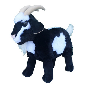 1603 Black White Goat Standing Plush Stuffed Soft Animal Toy Long Fluffy Cute Farm Plush Goat