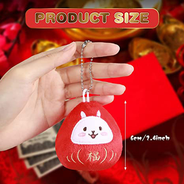 3443 New Year Red Lucky Bunny Plush Animal Toy 2023 Mascot Chinese Spring Festival Cute Decor Stuffed Mini Rabbit Plush Doll