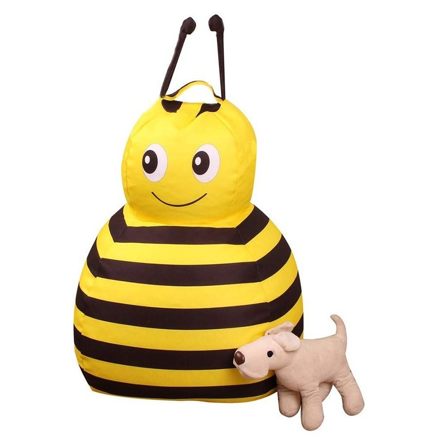 Z314 Premium Cotton Canvas Extra Large Storage Bean Bag Sofas Chair Kids Stuff Plush Toys Cute Bee Pattern Bean Bag Storage