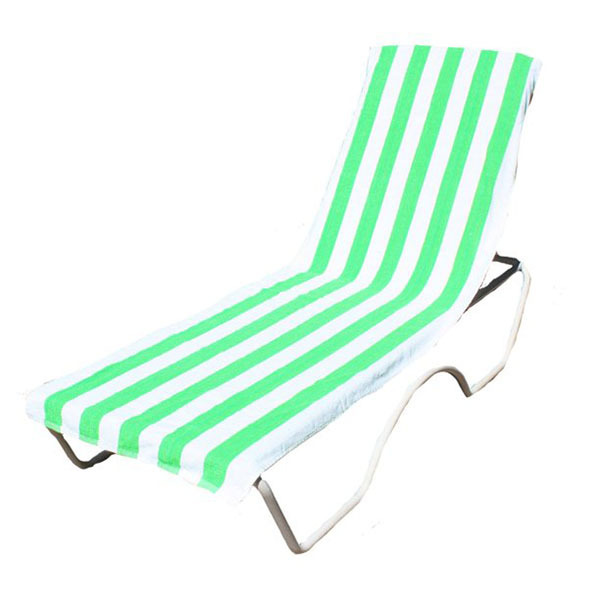 3328 26*82 Inch Red White / Green White Stripe Beach Lounge Chair Towel With Top Fitted Pocket Cozy Beach Towel