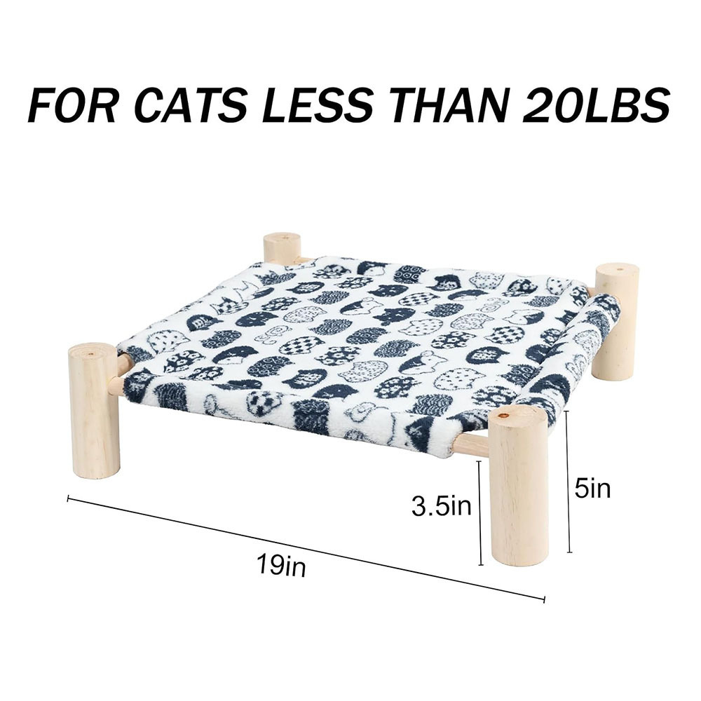 J794 High quality flannel self warming small cat bed wooden frame pp cotton indoor cat hammock elevated bed