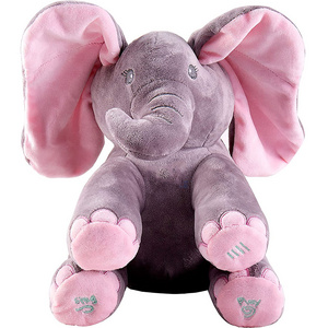 A180 Animated Plush Singing Elephant Interactive Musical Peek-a-Boo Moving Ears Adorable Stuffed Animal Moving Music Plush Toy