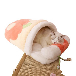 Skin-friendly Soft Warm Cozy Floral Pattern Pet Nest Sakura Cat Sleeping Bag for Small Sized Animals