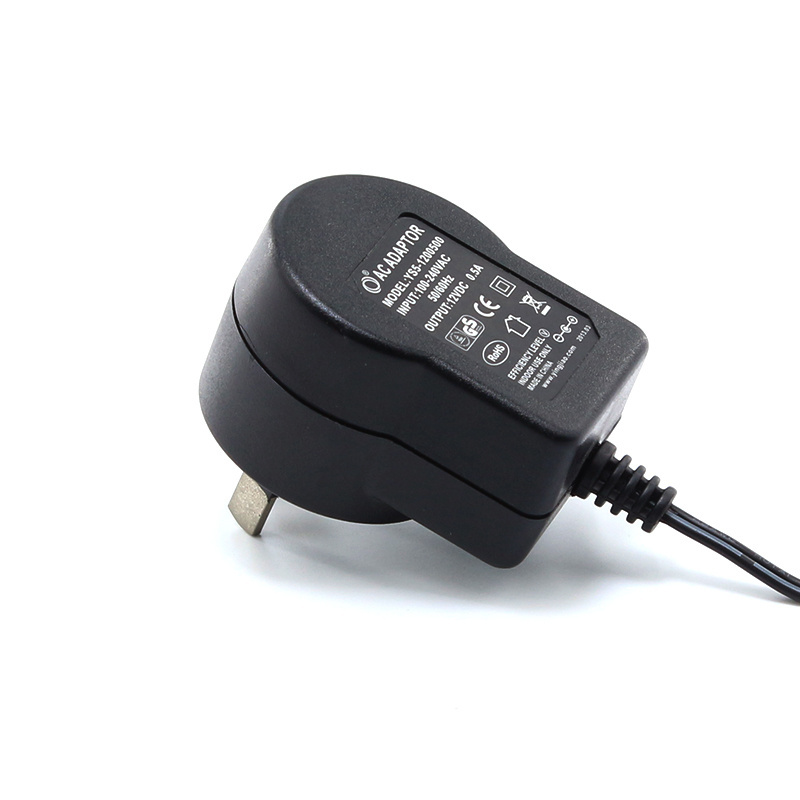 In Yingjiao Oem YS5A AC DC Power Adaptor AU Plug Adapter Charger China Factory Good Quality 5W 5V 1A 12V 0.5A Black / 46*34*24mm