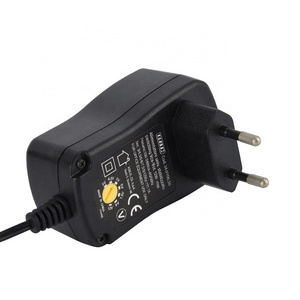 Factory Price Adjustable Power Supply AC DC EU Plug Wall Mount 24W 12V Replacement Power Adapter 3V 4.5V 5V 6V 7.5V 9V 12V Black