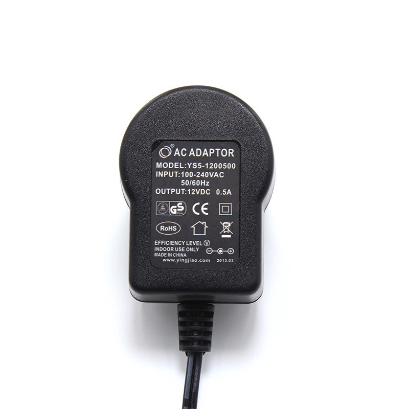 In Yingjiao Oem YS5A AC DC Power Adaptor AU Plug Adapter Charger China Factory Good Quality 5W 5V 1A 12V 0.5A Black / 46*34*24mm