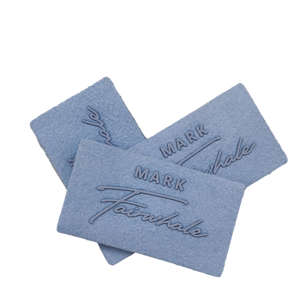 Fashion Design 3D Rubber Silicon Logo Printed Embossed Leather Microfiber Suede Fabric Garment Labels