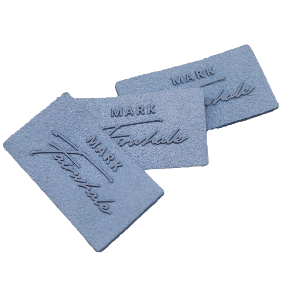 Fashion Design 3D Rubber Silicon Logo Printed Embossed Leather Microfiber Suede Fabric Garment Labels