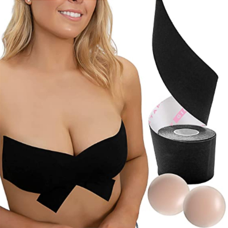 Nipple Transparent Invisible silicone bra design strapless push up 5cm adjustable elastic booby breast boob Sided bra tape