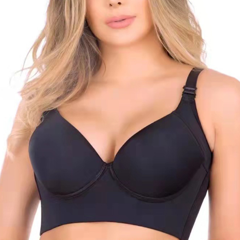 ODM/OEM Women Deep Cup Hide Back Fat Full Back Coverage Shapewear Incorporated Adjusted straps Push Up plus size Bra