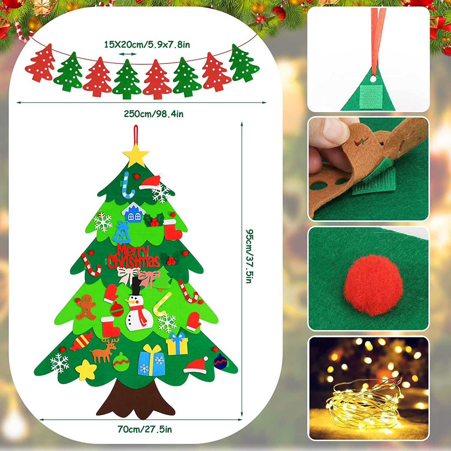 Christmas tree decor Felt Christmas Tree with 26 Pcs Ornaments DIY Christmas Trees Wall Decor