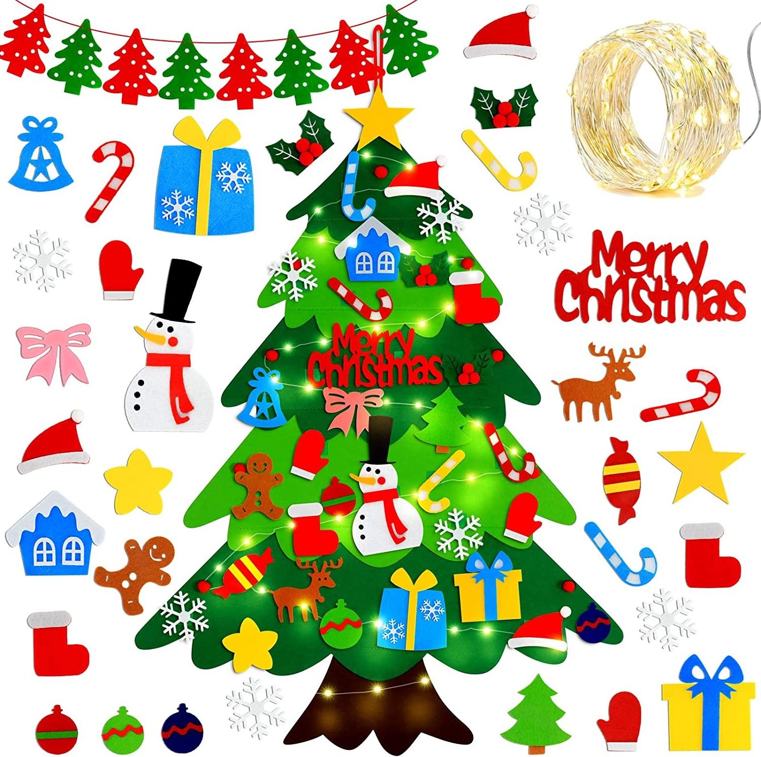 Christmas tree decor Felt Christmas Tree with 26 Pcs Ornaments DIY Christmas Trees Wall Decor