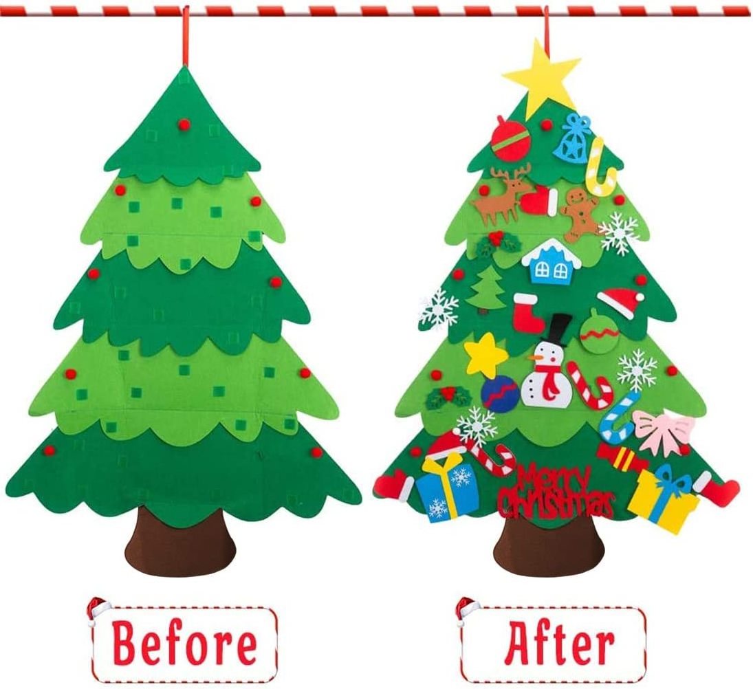 Christmas tree decor Felt Christmas Tree with 26 Pcs Ornaments DIY Christmas Trees Wall Decor