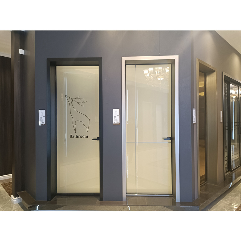 Yingkang Wholesale Custom Single Hotel Toilet Swing Frosted Glass Door Aluminum Bathroom Door