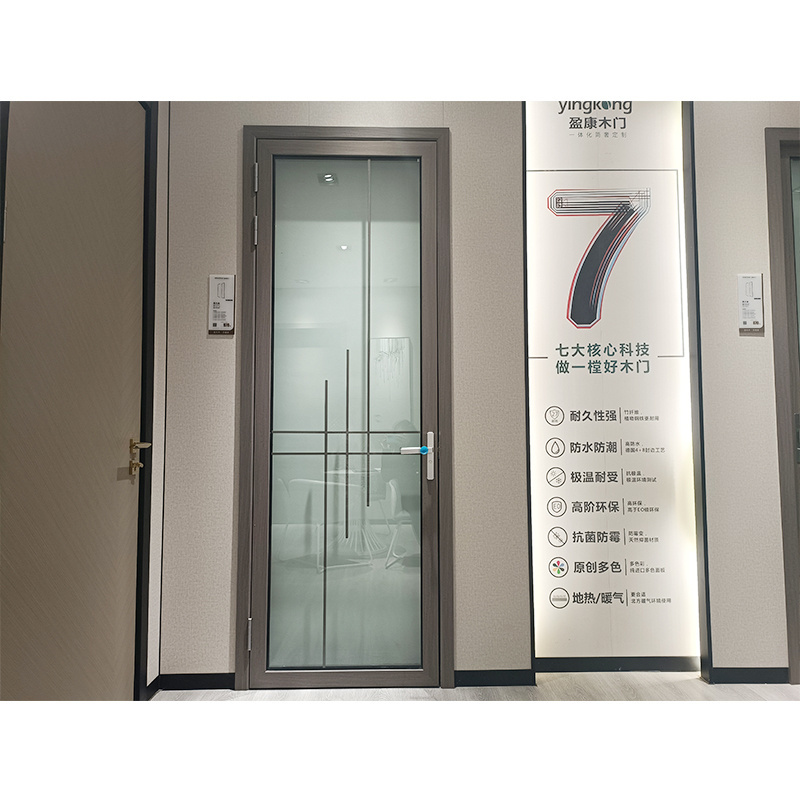 Yingkang Wholesale Custom Single Hotel Toilet Swing Frosted Glass Door Aluminum Bathroom Door