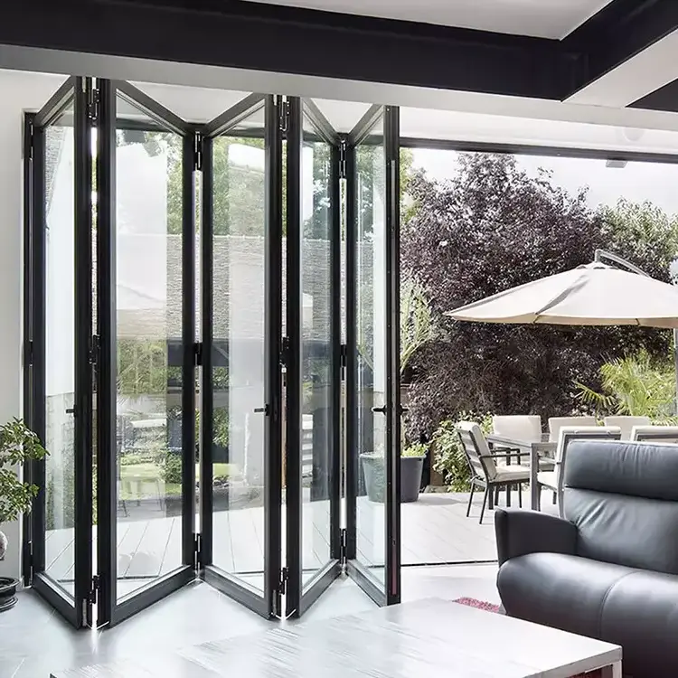 Customized Waterproof Exterior Aluminum Glass Bifold Patio Sliding Bi Folding Door