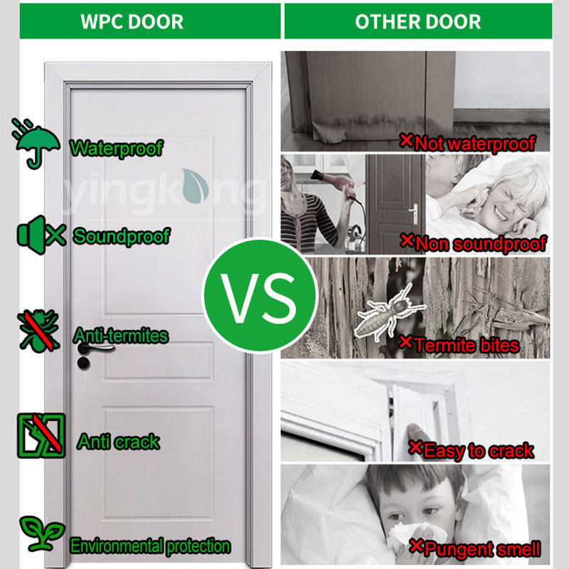 Yingkang Factory Price 100% Waterproof  800/900/1000Mm Wpc Door Wood Pvc Composite  Door For Saudi Arabia And Kuwait Markets