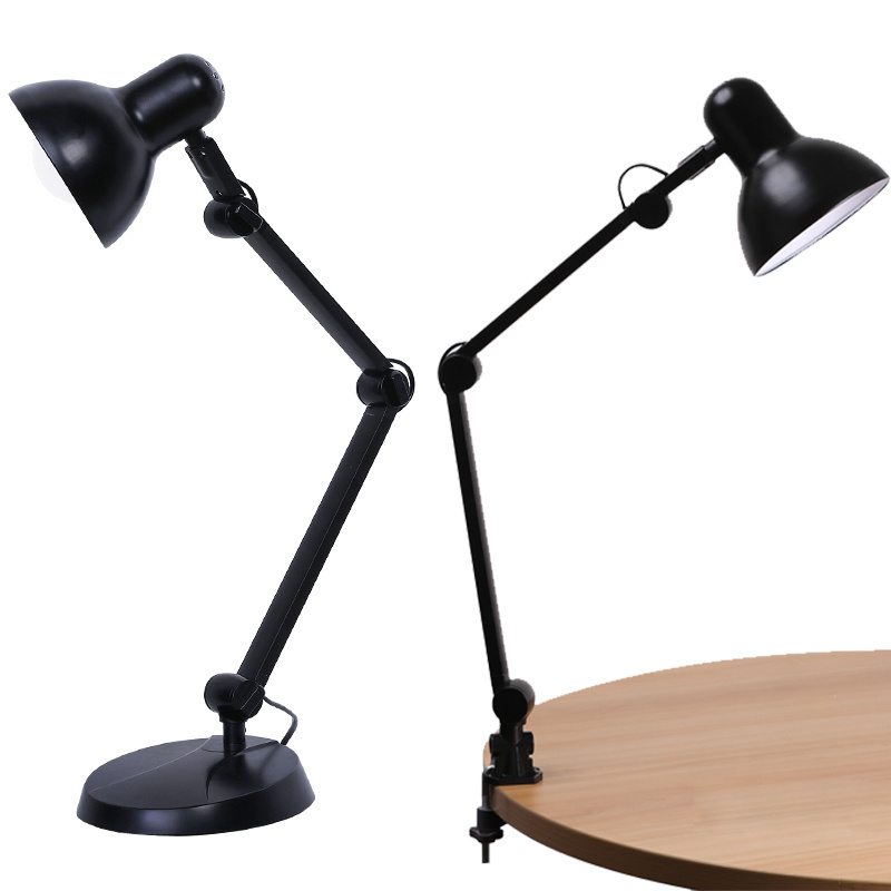 Yinke Swing Arm Desk Lamp with Clamp Reading Light Clip-on Desk Lamp for Computer 10 Metal Aluminum Classic AC Dome E27 BULB