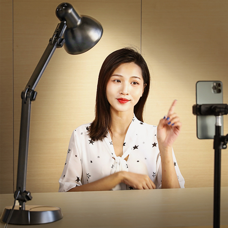 Yinke Swing Arm Desk Lamp with Clamp Reading Light Clip-on Desk Lamp for Computer 10 Metal Aluminum Classic AC Dome E27 BULB