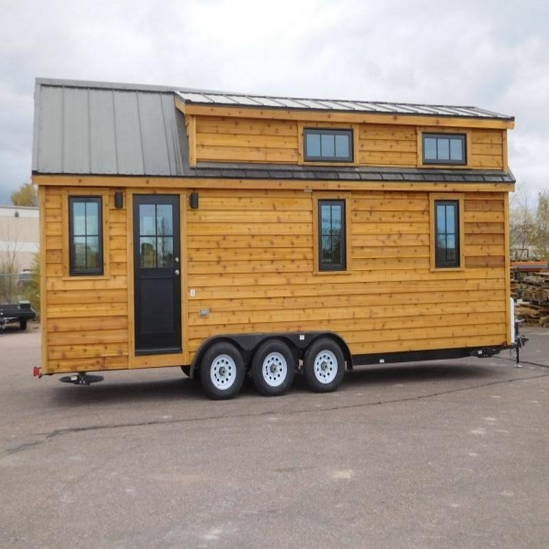 Fully equipped wooden chalet prefabricated green tiny home on wheels container houses with wheels cabins mobile trailer houses