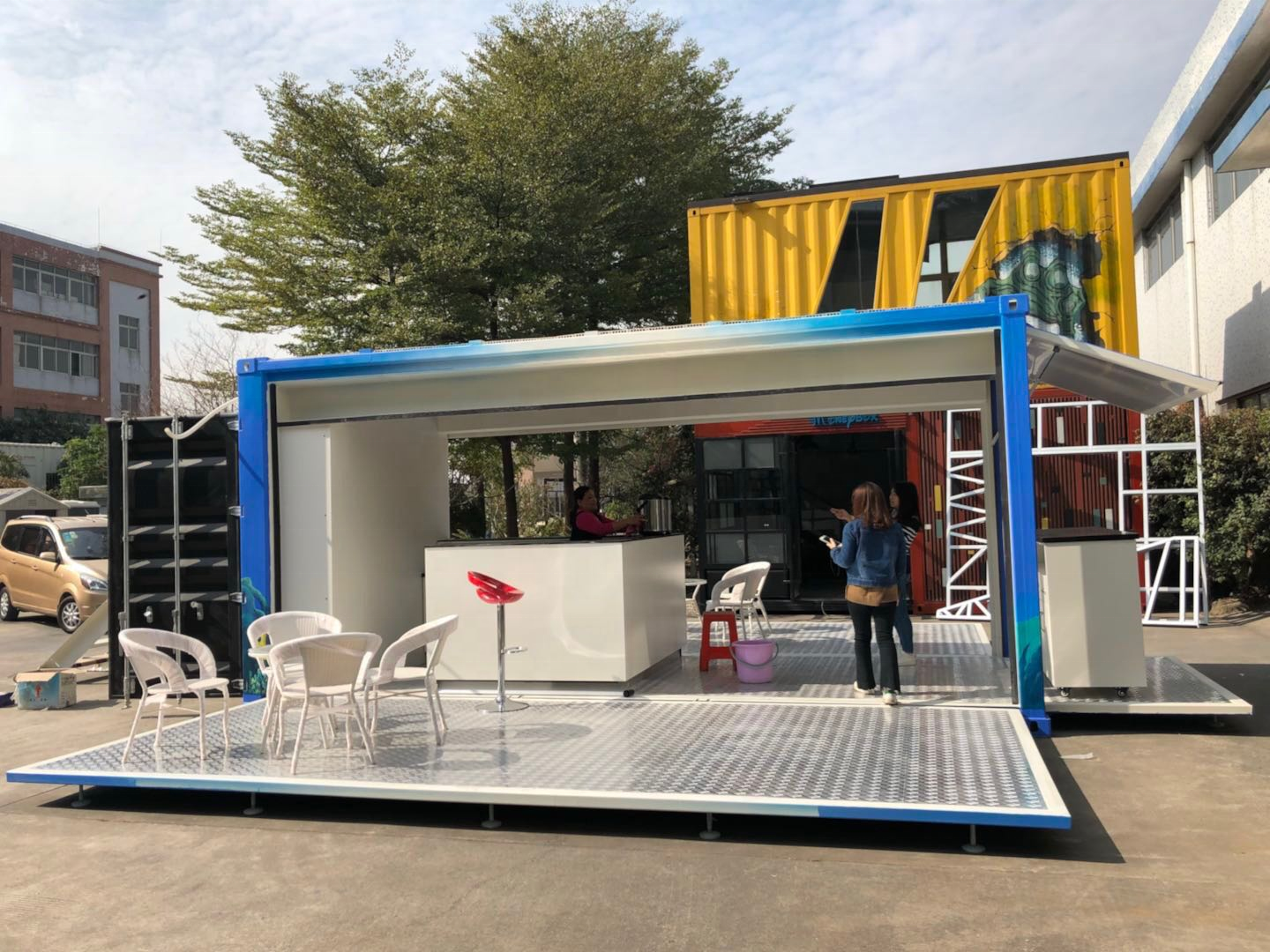 Customized portable high  food kiosk 20ft mobile restaurant prefabricated coffee shop for sale