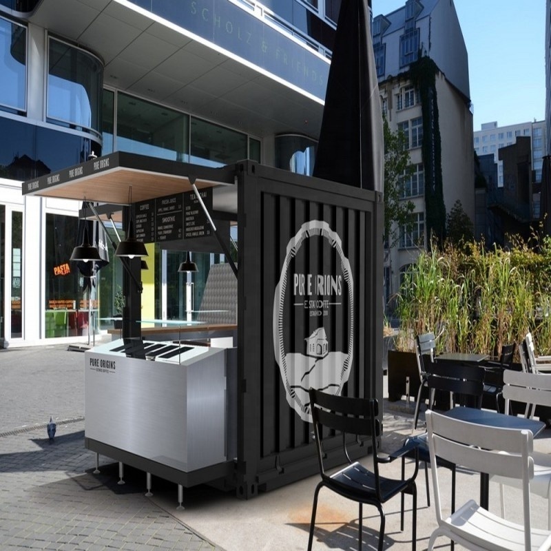 Rainproof prefab restaurant barbershop mini shipping container prefabricated mobile restaurant booths food kiosk for sale