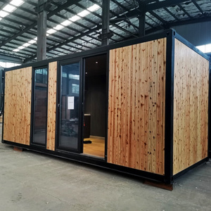 Eco Friendly Prefabricated Ready  log cabin house 20ft prefab container house wooden modular huts resort cottage home garden