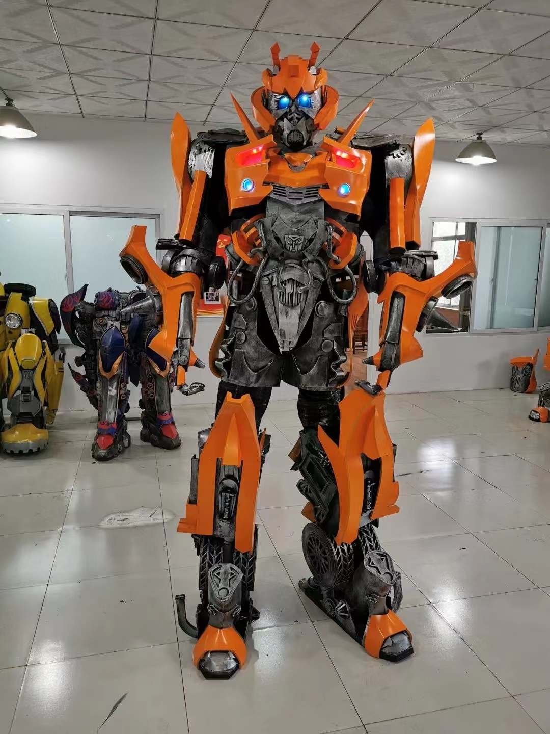 Factory customized   hot sale wearable adult men street show stilts giant EVA LED robot costume party  performance suit