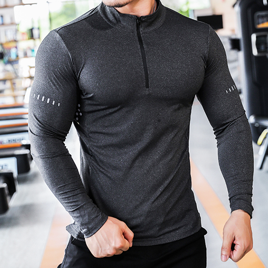 custom wholesale compressed shirts base layer mens polyester workout Tshirts fitness long sleeve compression shirt