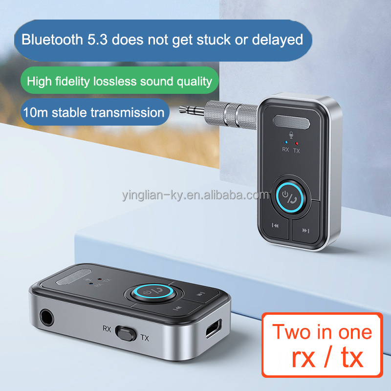 FM transmitter receiver 3.5mm AUX interface hands-free communication wireless car bluetooth Bluetooth 5.3 receiver adapter