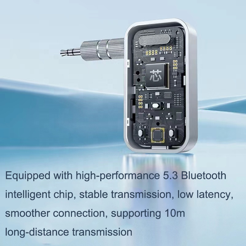 2023 new FM transmitter/receiver, 3.5mm AUX interface, Bluetooth 5.3 adapter for car hands-free communication